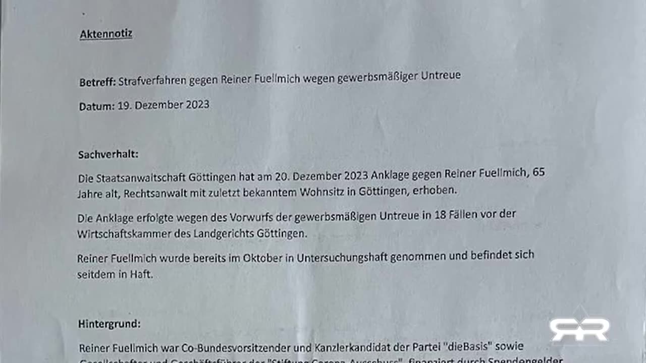 🔥 💥 🔥 💥 Leaked Dossier Shows German Government Conspired To Silence Reiner Fuëllmich