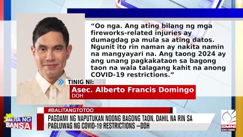 Pagdami ng naputukan noong Bagong Taon, dahil na rin sa pagluwag ng COVID-19 restrictions —DOH