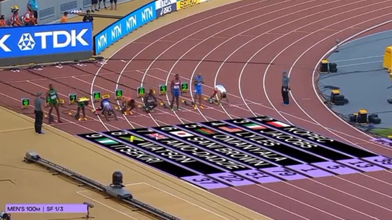 MEN'S 100M SEMI FINAL.......