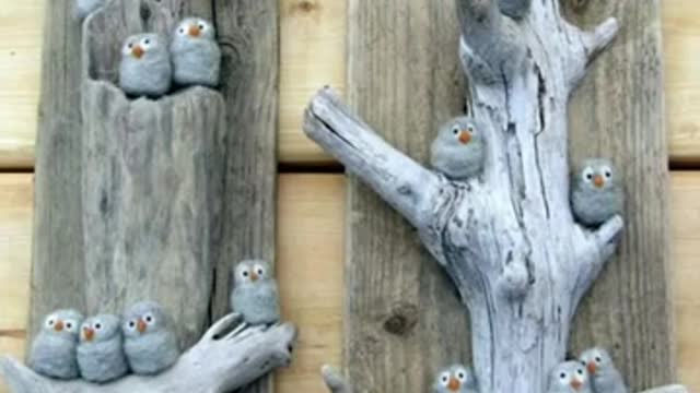 More artistic pebble art ideas/stone people wall painting