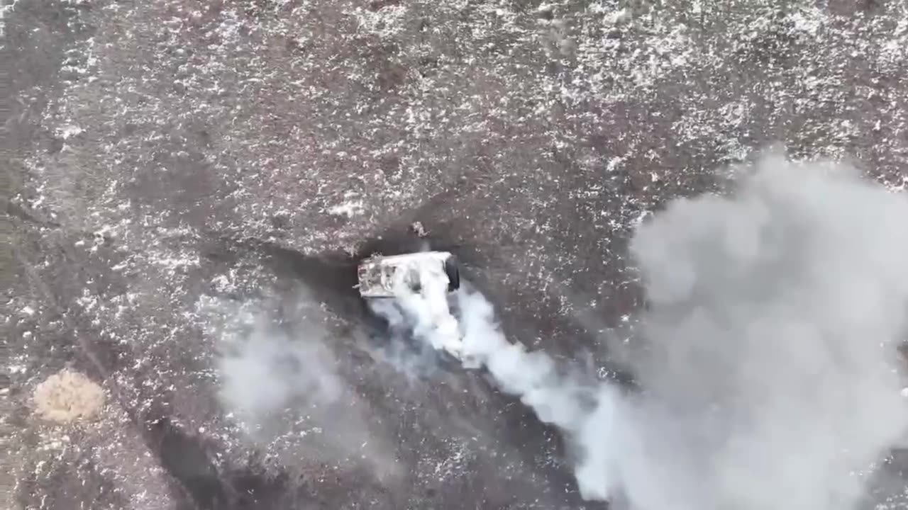 Russians Abandon APC After it Gets Set Alight By Dropped Grenades