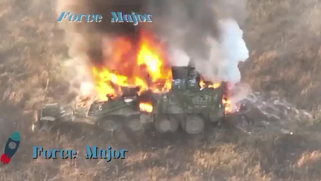 Damaged AFU U.S. Stryker IFV, Zaporozhia Front - Ukraine War Combat Footage 2023 Today