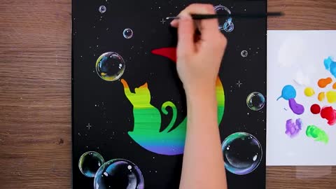 Draw Bubbles 🫧 in 7 colors _ Acrylic Painting #356