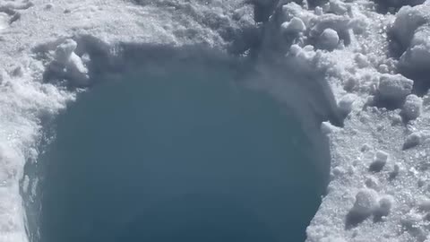 Ice drop in big hole incredible sound