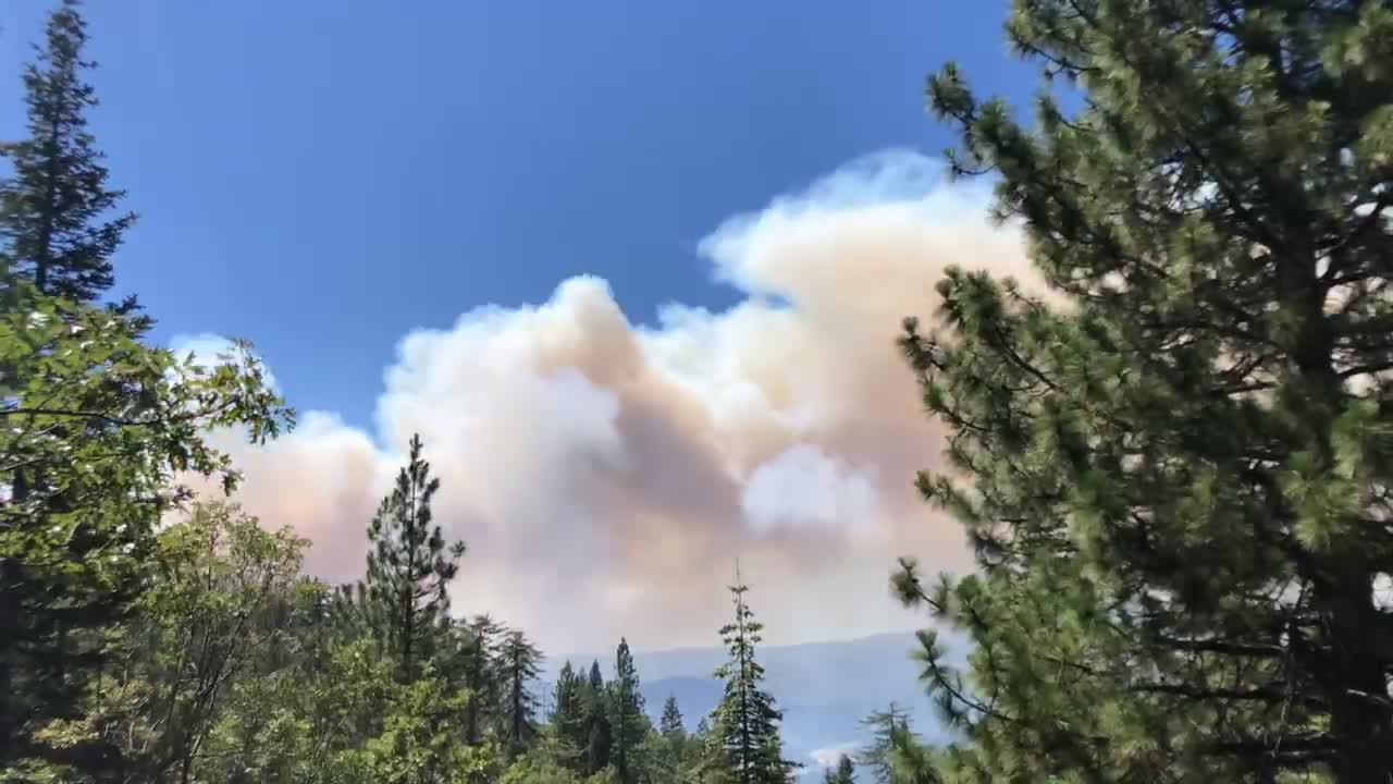 Smoke plume from our family cabin at the very beginning of the Dixie fire