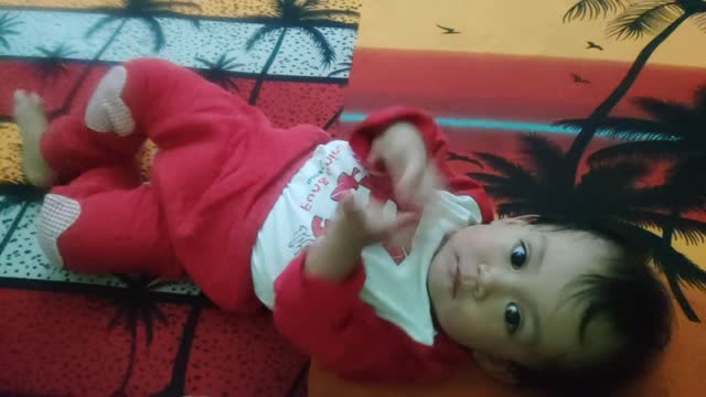 Cute baby try to learn