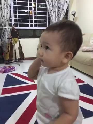 Baby's adorable one-sided phone conversation