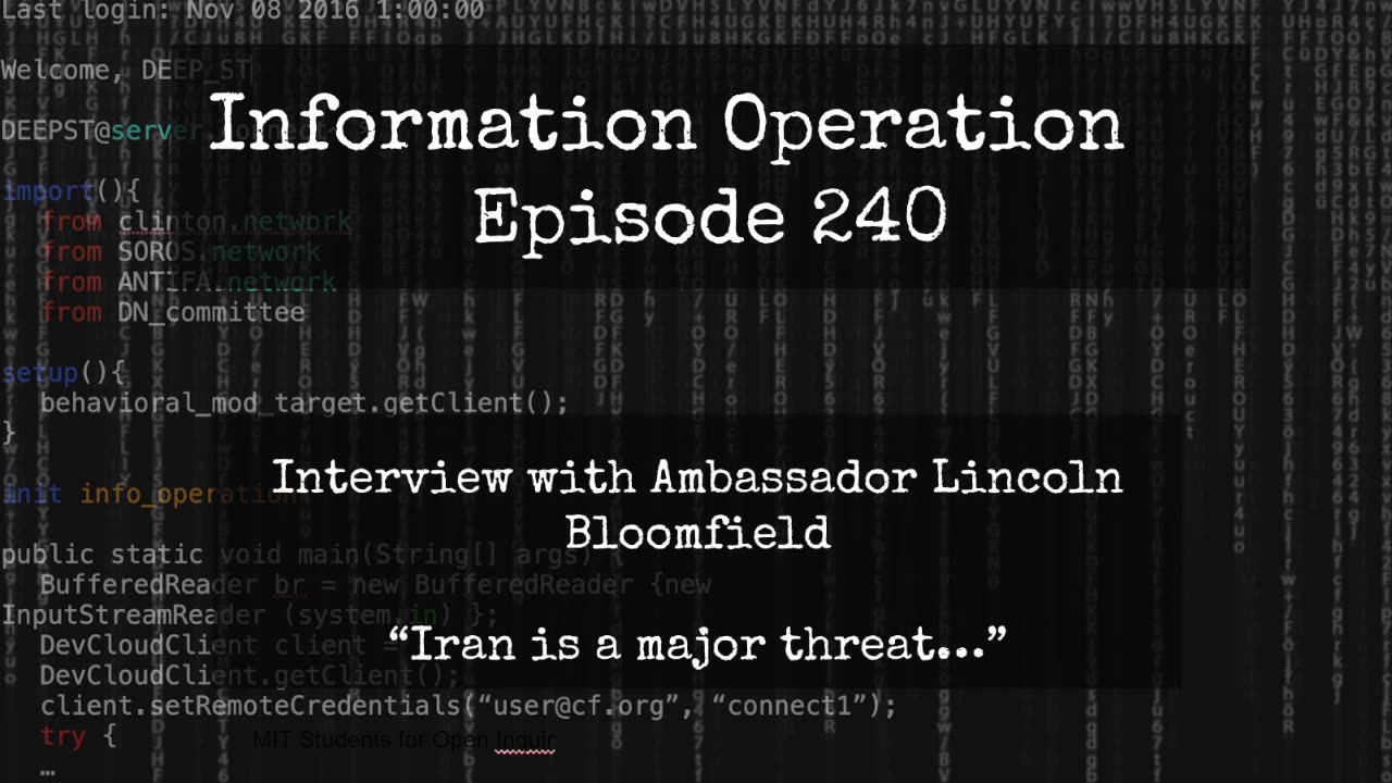 IO Episode 240 - Ambassador Lincoln Bloomfield On Iranian Threat 5/10/24