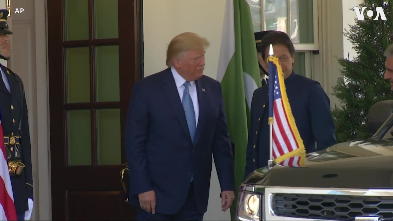 US President Donald Trump Greets Pakistan's Prime Minister Imran Khan at the White House