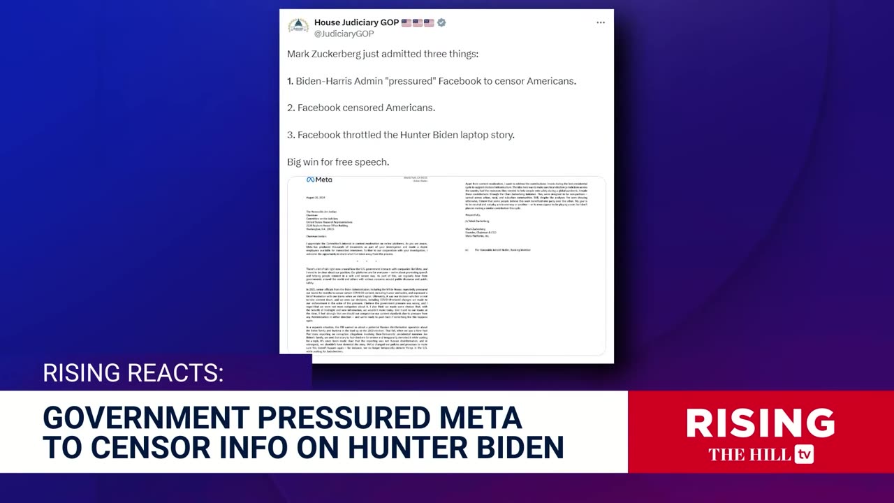 Mark Zuckerberg ADMITS Biden Admin PRESSURED FACEBOOK To Censor Hunter Biden Laptop