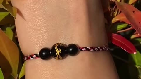 Authentic Balinese Hand-Carved Tridatu Mantra Tibet Bracelet with Genuine Onyx Stone - Unique Gift