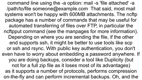 How can I send a large binary file as EMail using Linux