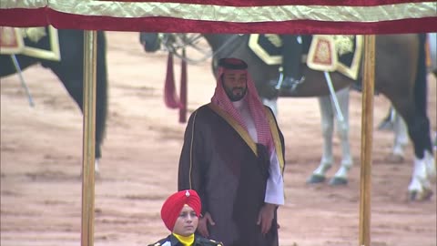 PM Modi doing ceremonial reception of Saudi crown price Mohammad Bin Salman Al Saud