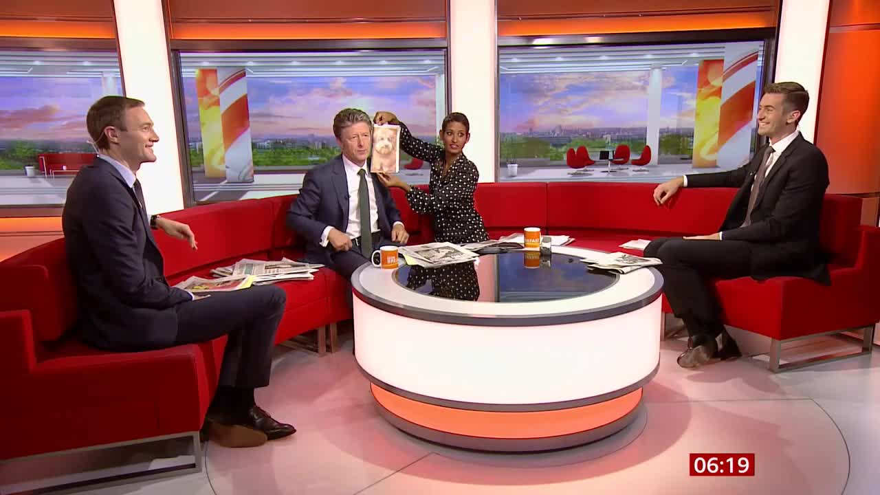 Smiley Dog compared to Charlie Stayt (fun story) (UK) - BBC News - 4th October 2019