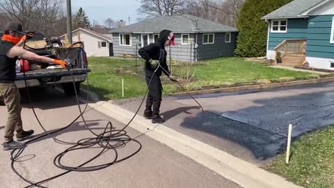 Professional Asphalt Spray Sealing: “The My Son In Training One” Top Coats Pavement Maintenance