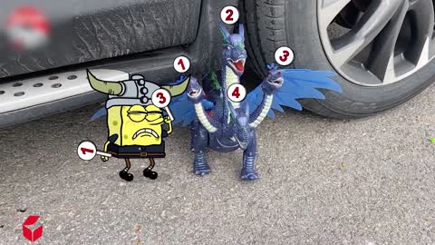 Run Away !! Car Crushing T Rex Dinosaur Vs Spongebob 🚓 Crushing Crunchy & Soft Things By Car