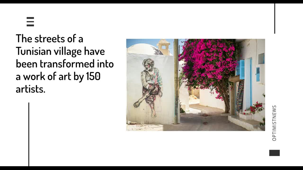 The streets of a Tunisian village have been transformed into a work of art by 150 artists....