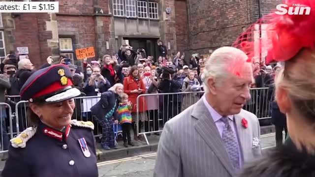 King Charles barely flinches as protester throws eggs before police pounce