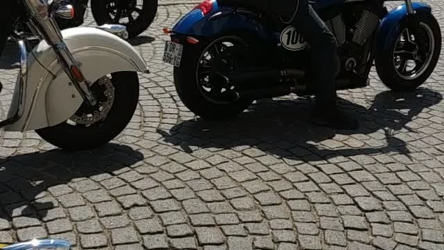 Motorcycle show in České Krumlov.