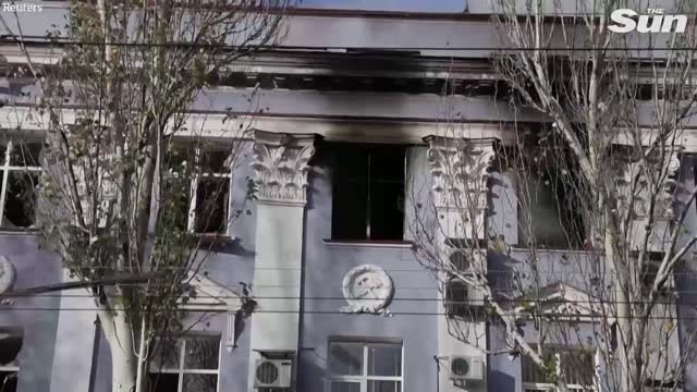 Railway office in Donetsk is blown up after being hit by Russian shells