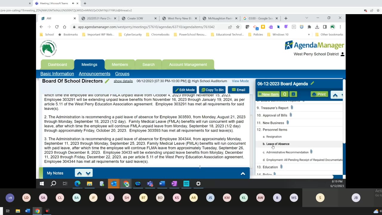 06-12-23 West Perry SD Board Mtg