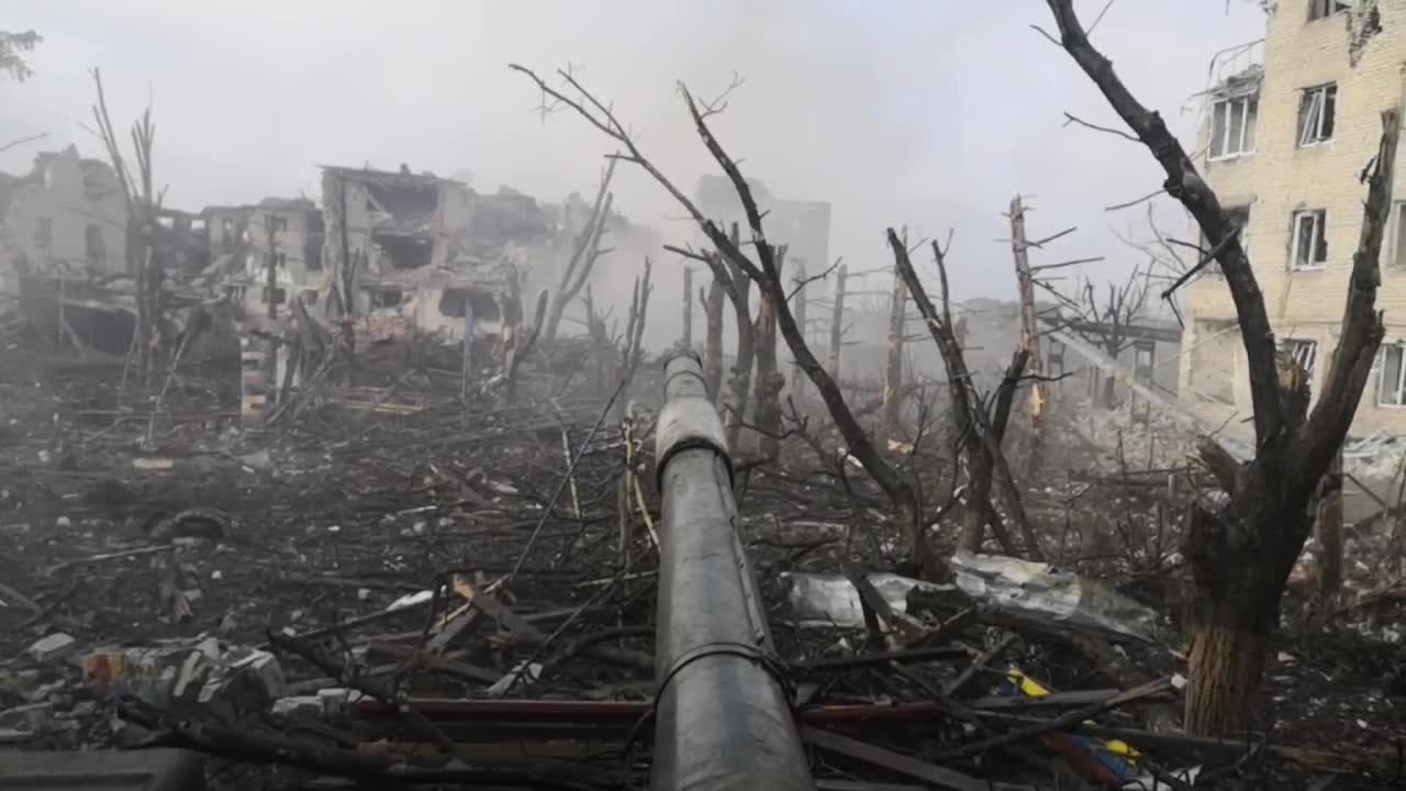 Tank battle from the first person. Ours are moving forward