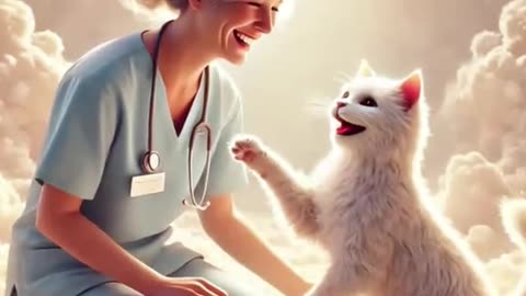 The friendship between the cat and the nurse