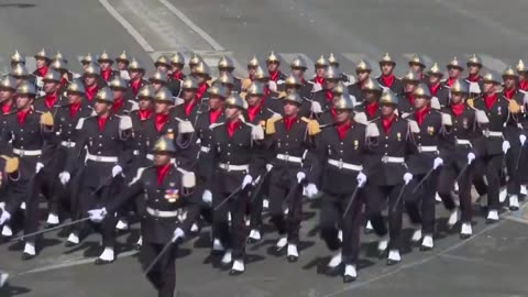 Bastille Day military parade on the Champs-Elysees in Paris