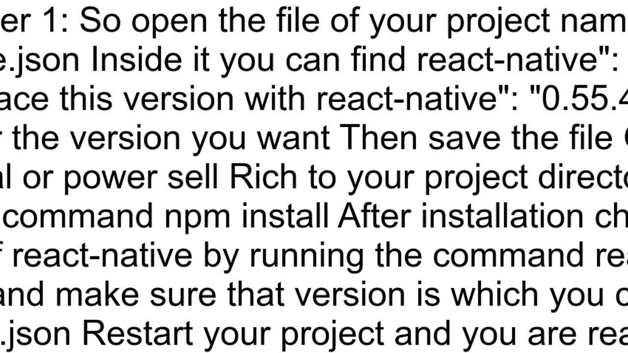 How to downgrade reactnative from 0560 to 0554 version