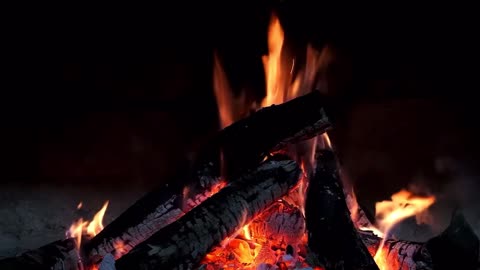 The fire in the fireplace heats up