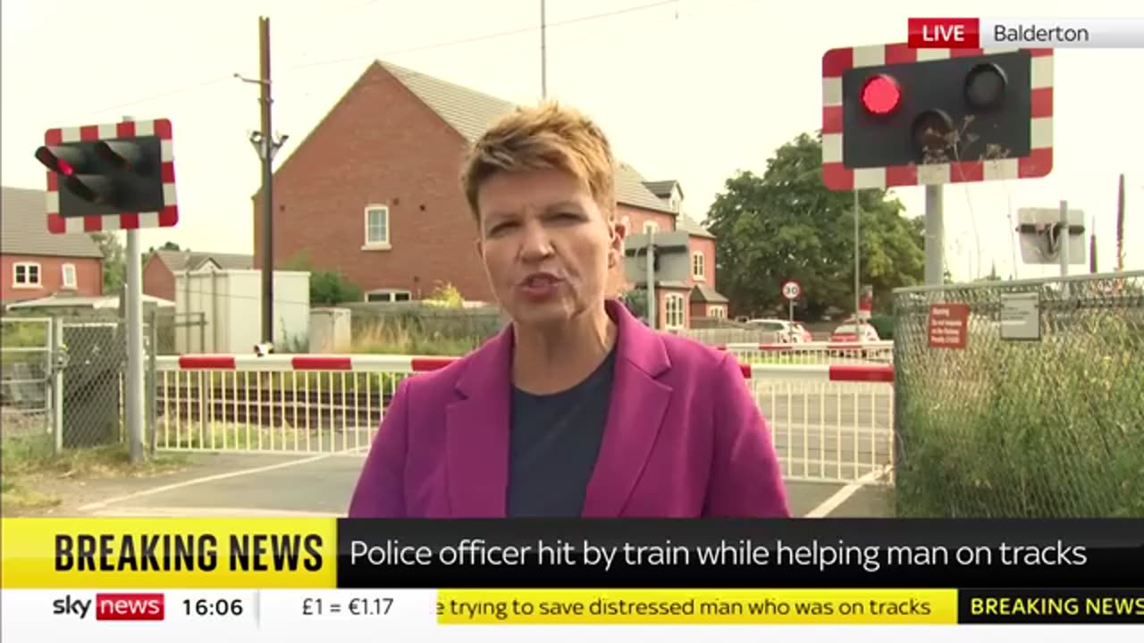 Officer in serious condition after being hit by train while saving distressed man