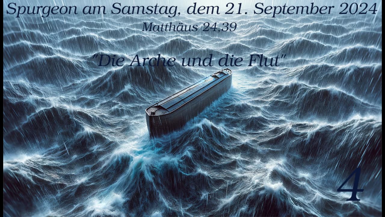 Spurgeon am Samstag, dem 21. September 2024 zu Matthäus 24,39 - "Die Arche und die Flut" - Teil 4