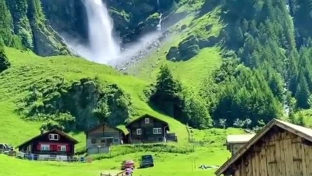 The town under the waterfall