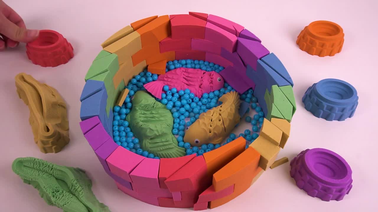 Satisfying Video l How to Make Rainbow Pool Fish with kinetic sand & Beads Cutting ASMR #141