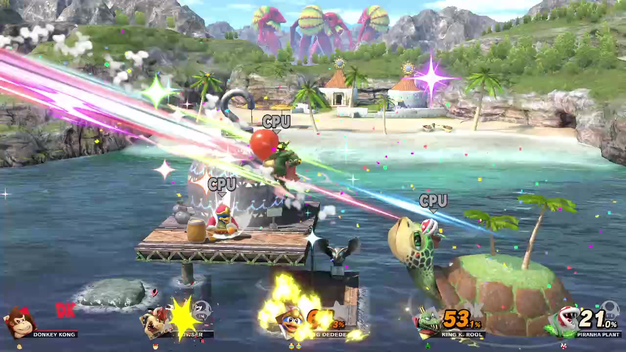 Donkey Kong Vs Bowser vs King DeDeDe Vs King K Rool Vs Piranha Plant on Great Bay (Super Smash Bros)