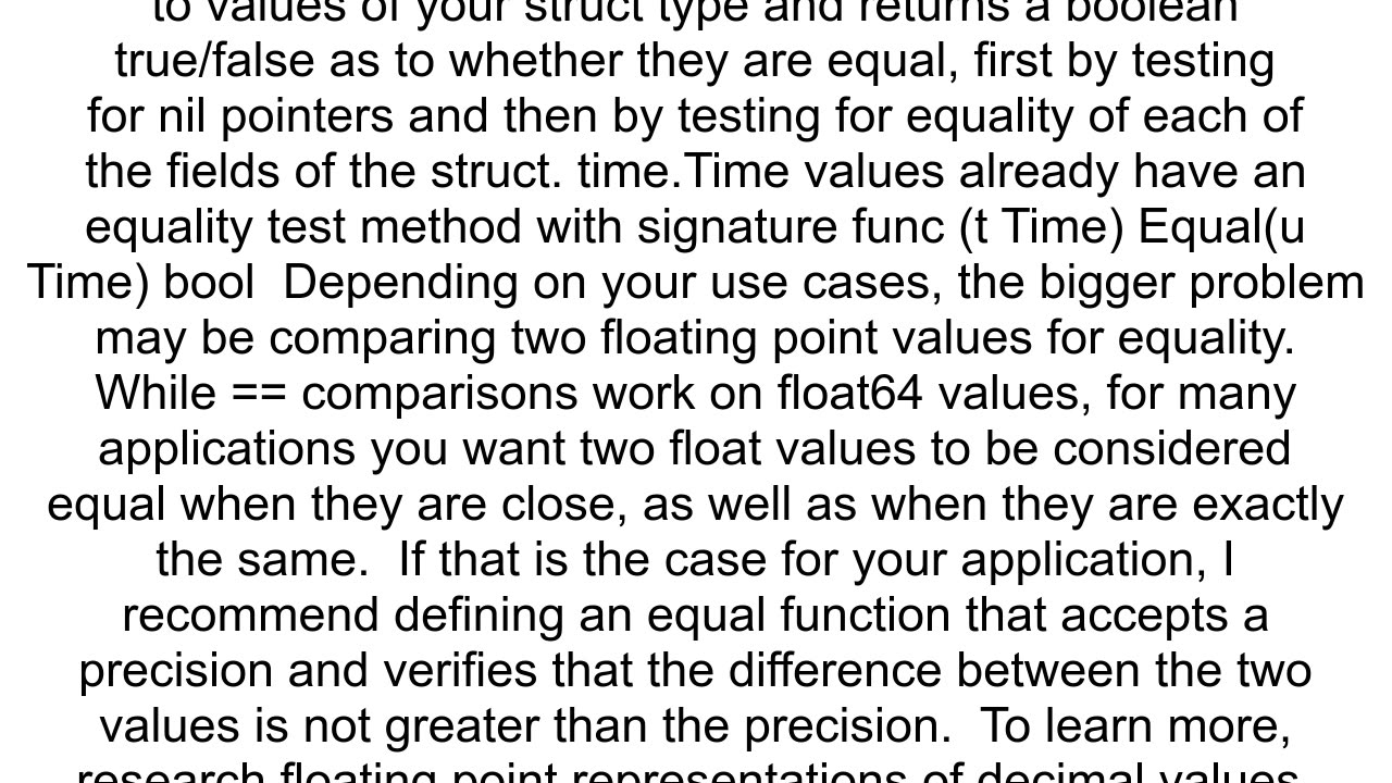 How to check two structs for equality