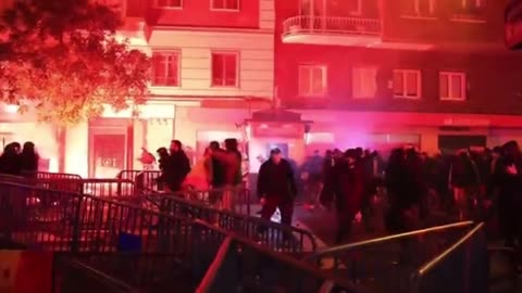 Spanish nationalists are going off outside the Socialist party headquarters in Madrid.