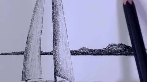 Amazing Pencil Drawing yacht in water