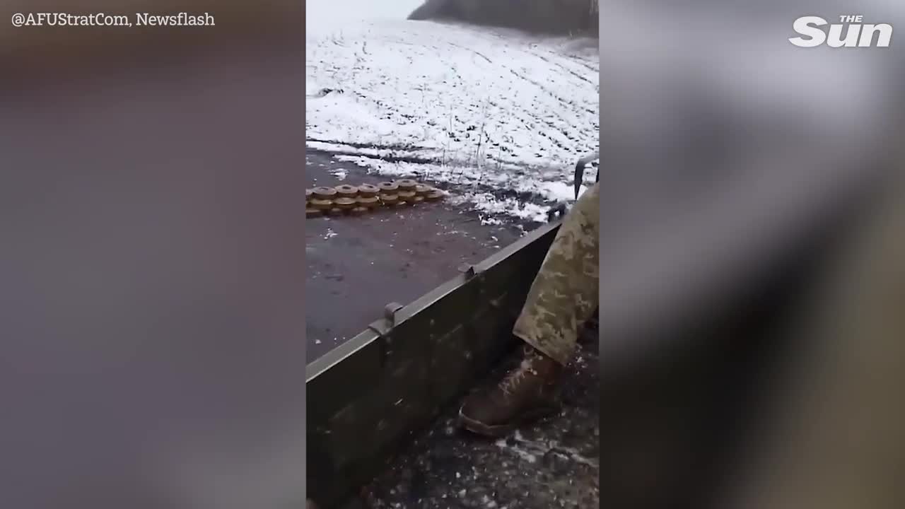 Ukrainian soldiers detonate wall of unexploded Russian mines in huge explosion