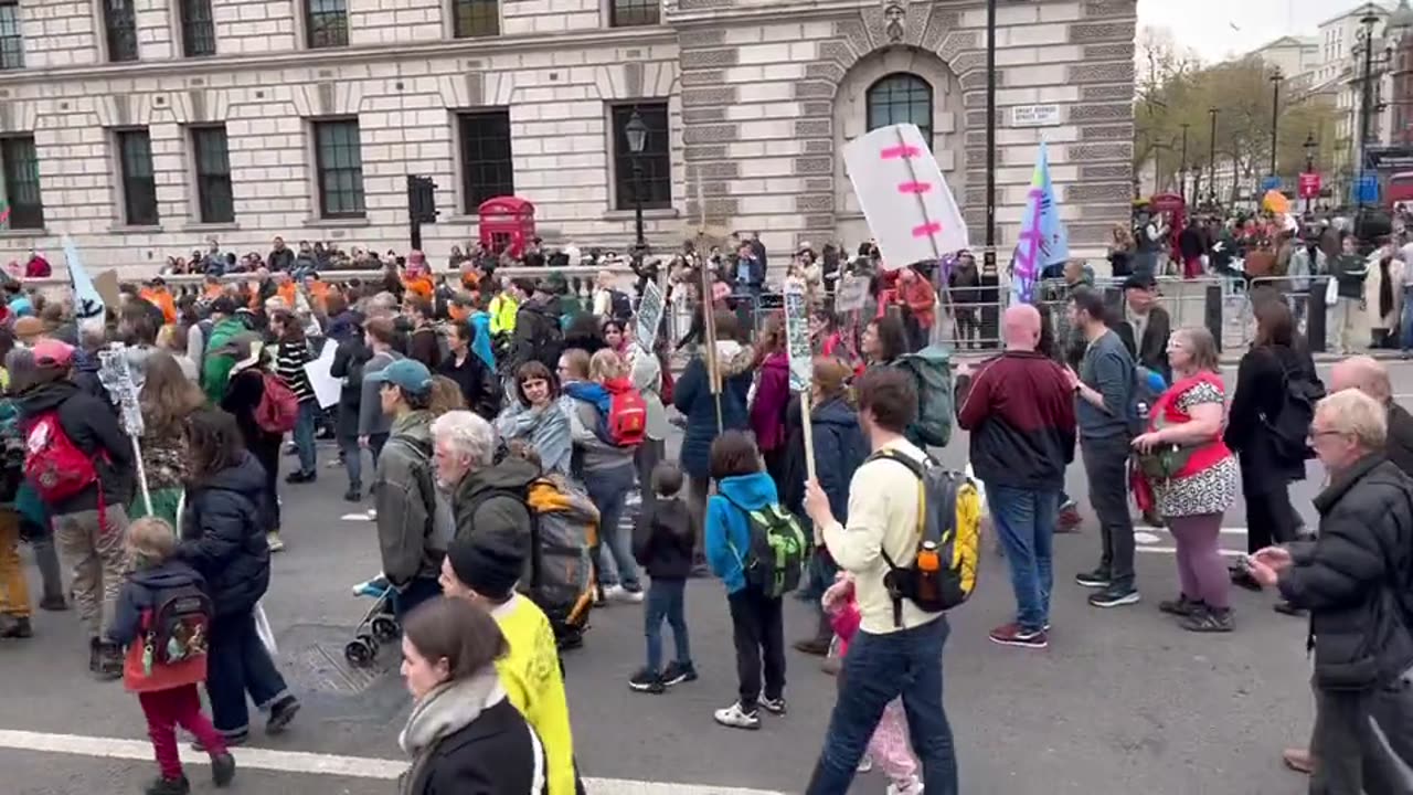 Climate protesters gather on Westminster Streets for Earth Day