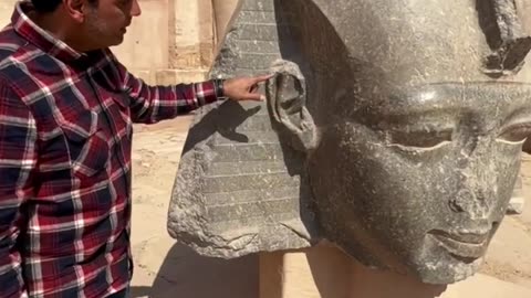 Do you think this granodiorite statue seen at the "Ramesseum" archaeological site was crafted by using basic tools?