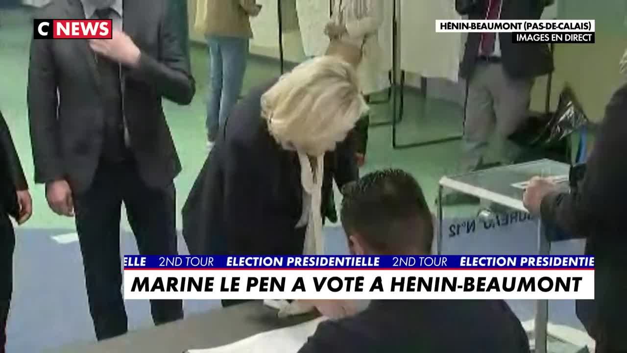 Marine Le Pen, candidate for the National Rally, voted in Hénin-Beaumont, Pas-de-Calais.