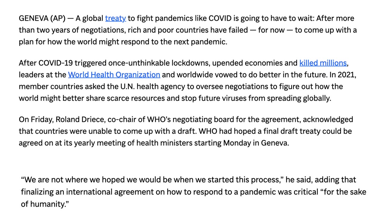 Global treaty to fight pandemics like COVID is going to have to wait | AP News
