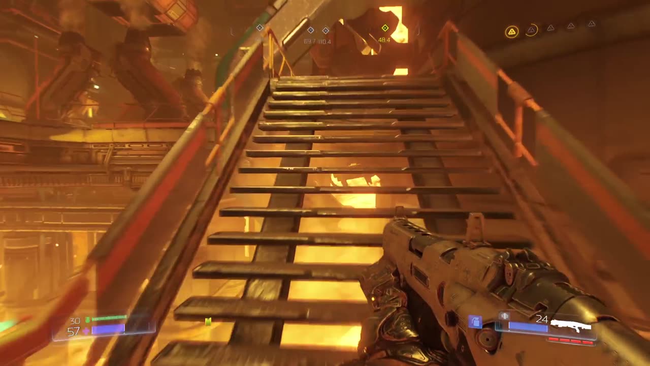 Doom (2016) gameplay no reticle, Nightmare, Mission 2