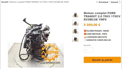 Moteur complet FORD TRANSIT 2.0 TDCI 170CV ECOBLUE YNF6