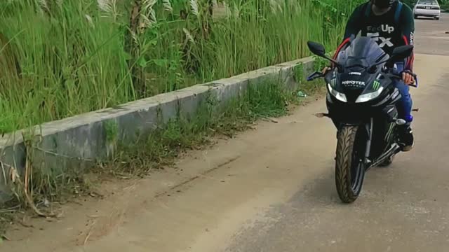 Passionate sports bike riding Yamaha R15