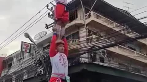 Amazing Human Tower