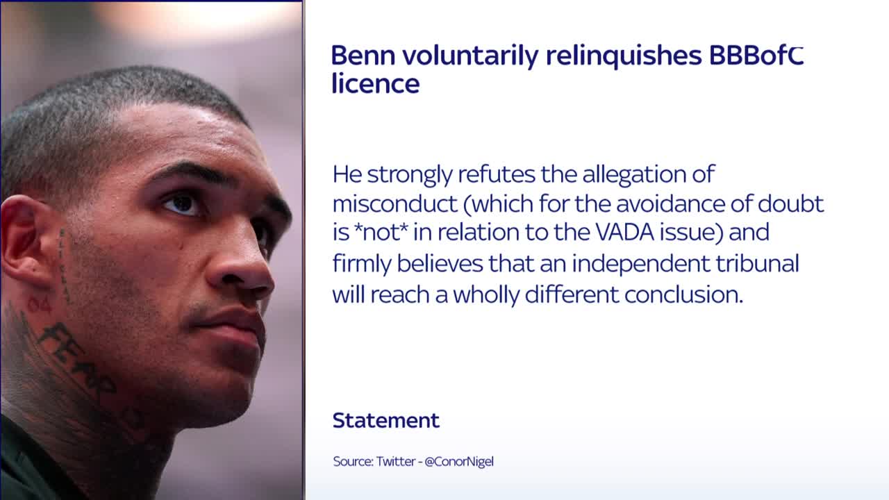 Conor Benn voluntarily relinquishes British Boxing Board of Control licence