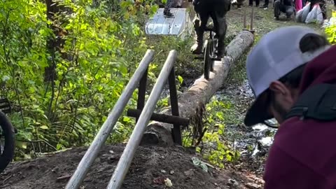 BMX Riders Attempt Challenging Log Ride