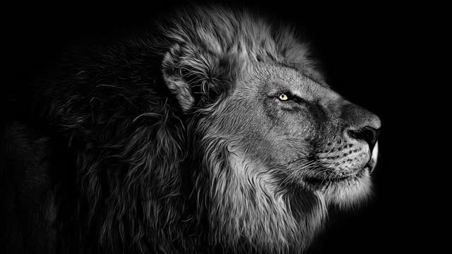 Lion Head With Moving Hair And Glowing Eyes Free To Use Loop Video (No Copyright)